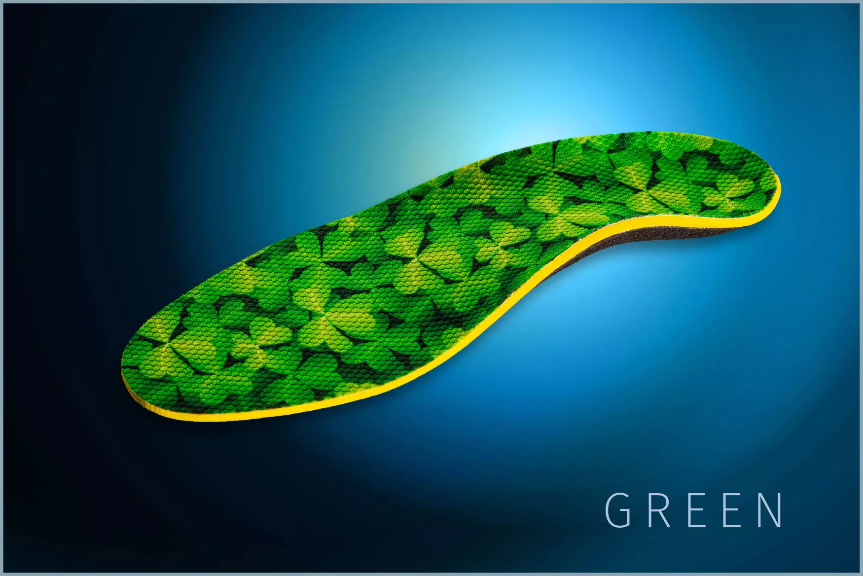 orthopädische, maßgefertigte Schuheinlage mit Kleeblatt