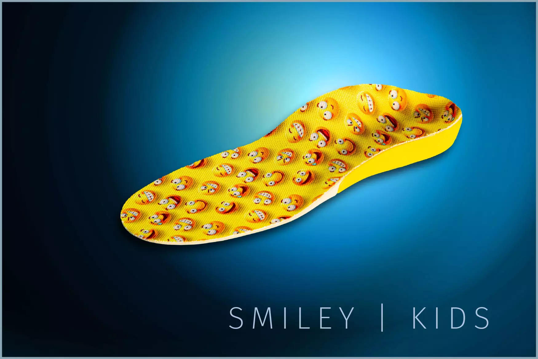orthopädische, maßgefertigte Schuheinlage für Kinder mit lustigen Smileys