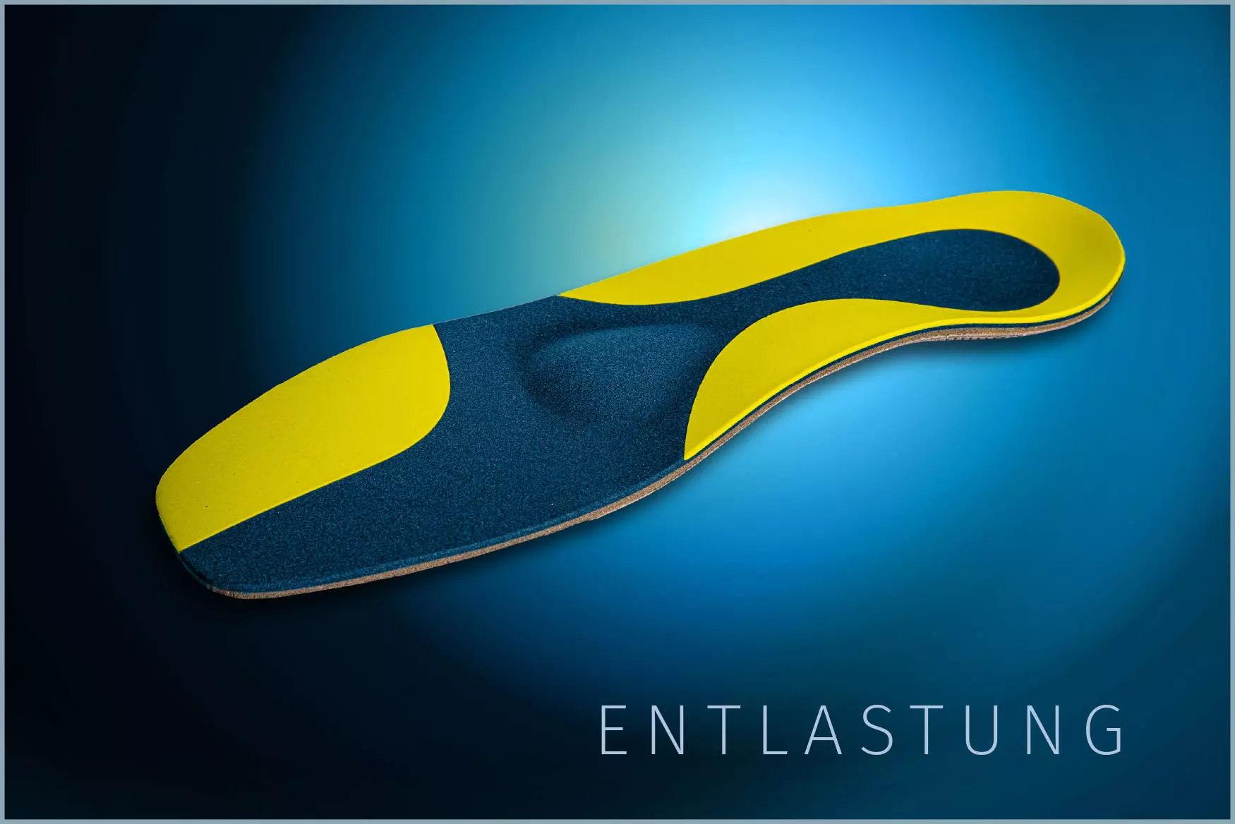 orthopädische, maßgefertigte Schuheinlage mit Entlastungspolster