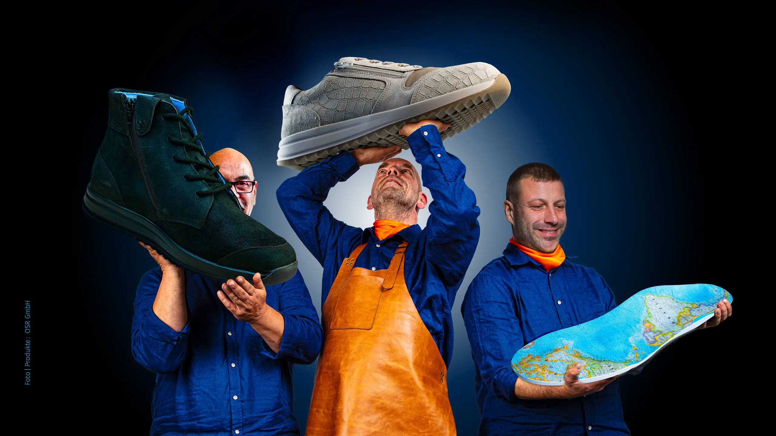 kleiner Meister - großes Werk, drei Schuhmacher präsentieren individuell gefertigte orthopädische Schuheinlagen und Schuhe